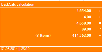 Calculator with sticky note option