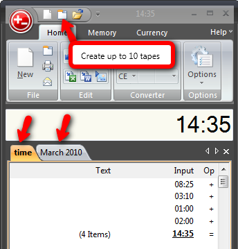 multiple tapes adding machine