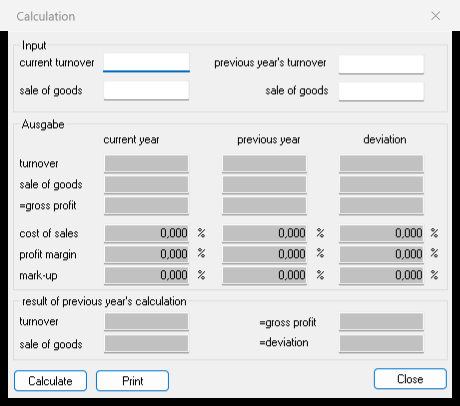 Costing dialog in DeskCalc